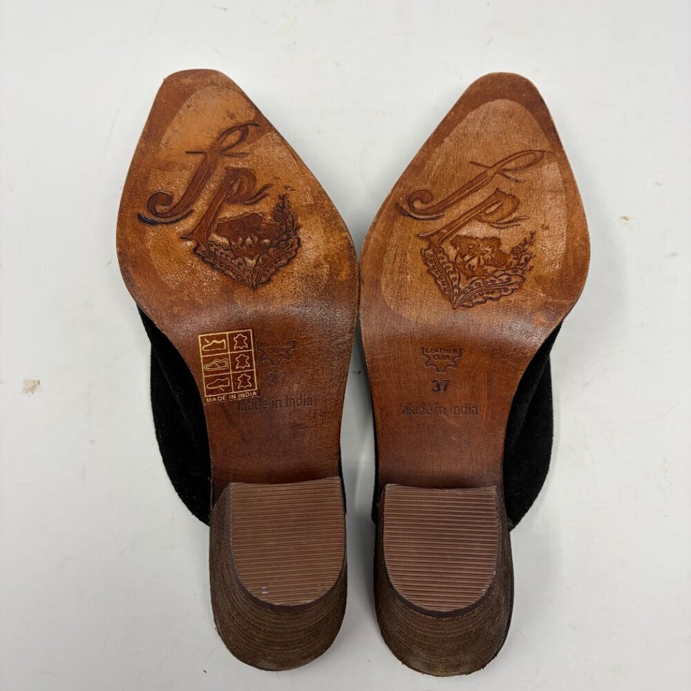 Free People Anya mules 37 black suede heeled western snip toe - Picture 5 of 7